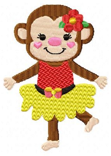 Dancing Yellow Monkey Machine Embroidery Design