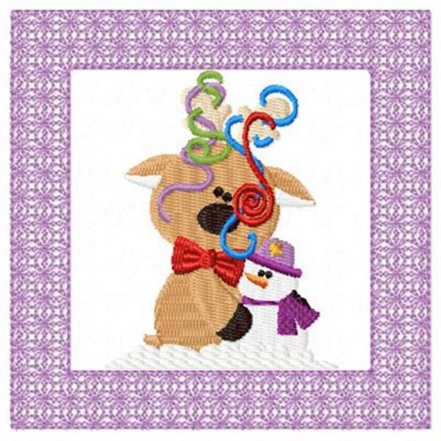 Picture of Lacy Reindeer & Snowman Machine Embroidery Design