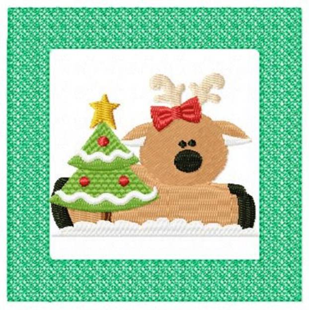 Picture of Lacy Reindeer & Tree Machine Embroidery Design