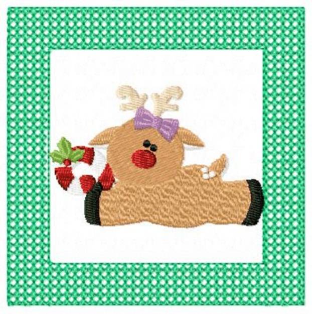 Picture of Lacy Reindeer & Candycane Machine Embroidery Design