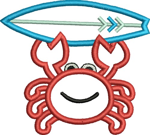 Crab Surf Applique Machine Embroidery Design