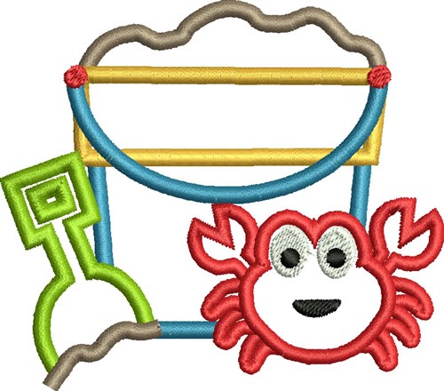 Crab Bucket Applique Machine Embroidery Design