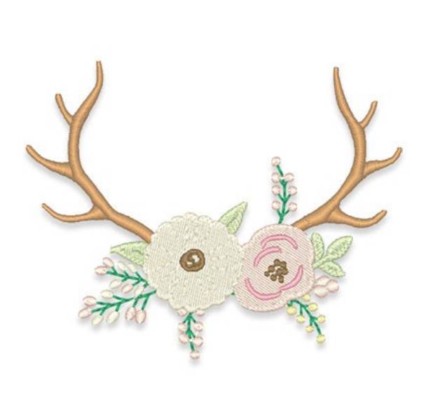 Picture of Floral Antlers Machine Embroidery Design