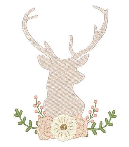 Floral Buck Machine Embroidery Design