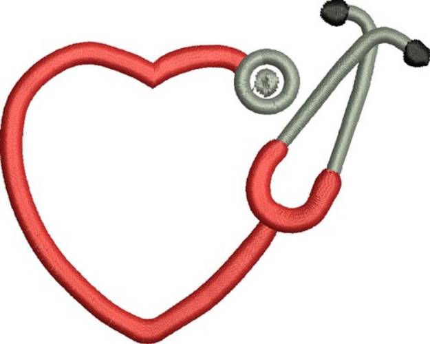 Picture of Heart Stethescope Machine Embroidery Design