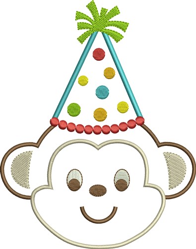 Birthday Monkey Machine Embroidery Design