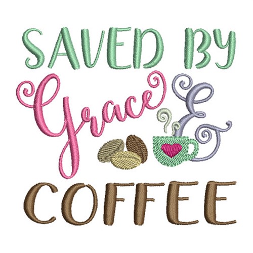 Grace and Coffee Machine Embroidery Design