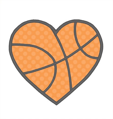 Basketball Heart Applique Machine Embroidery Design