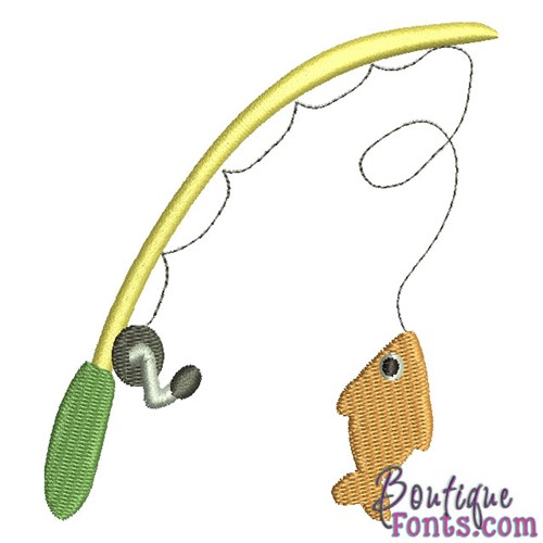 Fishing Pole Machine Embroidery Design