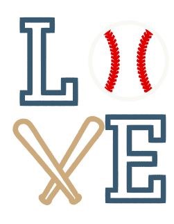 Love Baseball Machine Embroidery Design