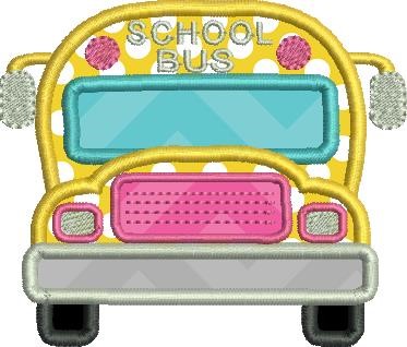 School Bus Applique Machine Embroidery Design