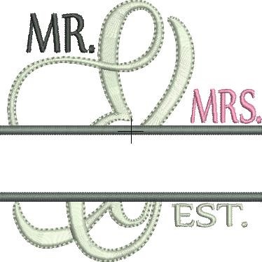 Split Mr and Mrs  Machine Embroidery Design