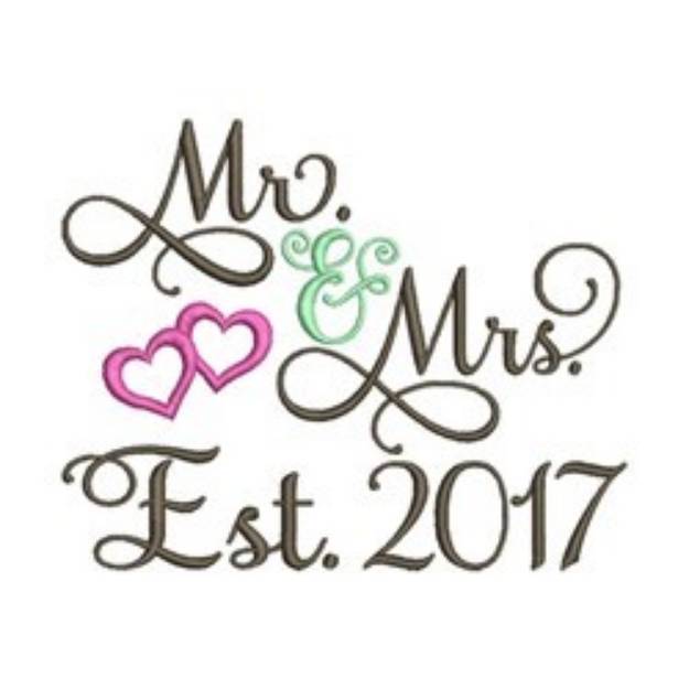 Picture of Mr And Mrs Est 2017 Machine Embroidery Design