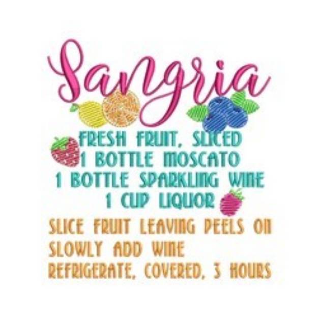 Picture of Sangria Recipe Machine Embroidery Design