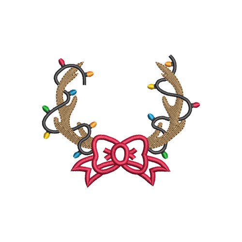 Chirstmas Light Antlers Machine Embroidery Design