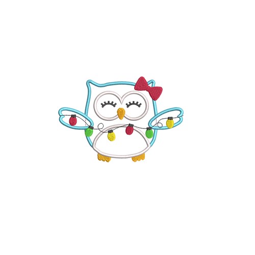 Christmas Owl Applique Machine Embroidery Design