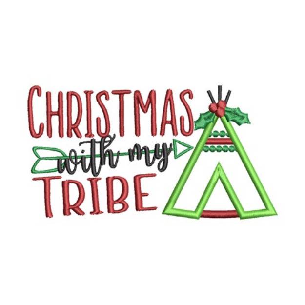 Picture of Christmas With My Tribe Machine Embroidery Design