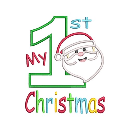 First Christmas Applique Machine Embroidery Design