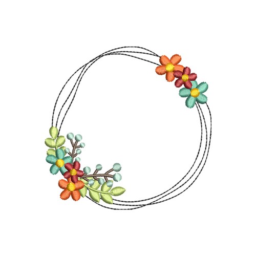 Floral Wreath Machine Embroidery Design