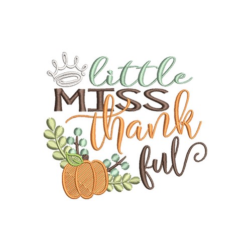 Little Miss Thankful Machine Embroidery Design