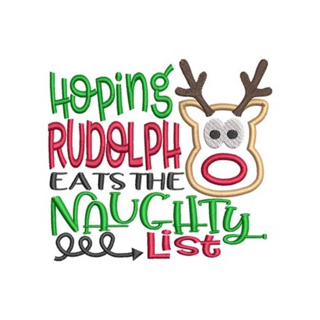 Picture of Rudolph Naughty List Machine Embroidery Design