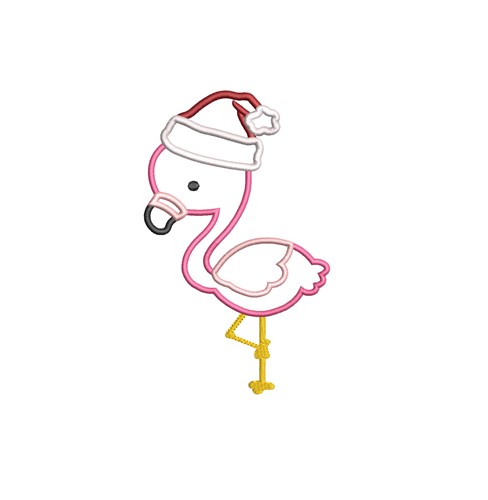 Santa Flamingo Applique Machine Embroidery Design
