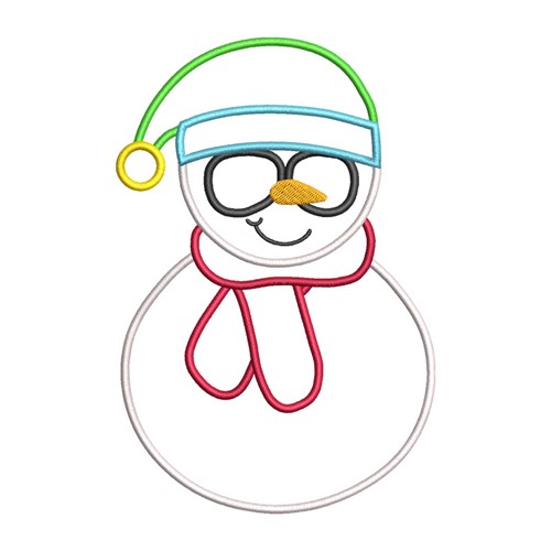 Snowman Glasses Applique Machine Embroidery Design