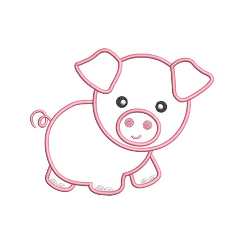 Pig Applique Machine Embroidery Design