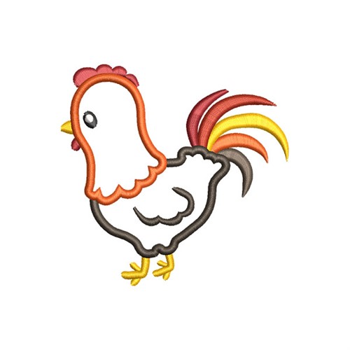 Rooster Applique Machine Embroidery Design