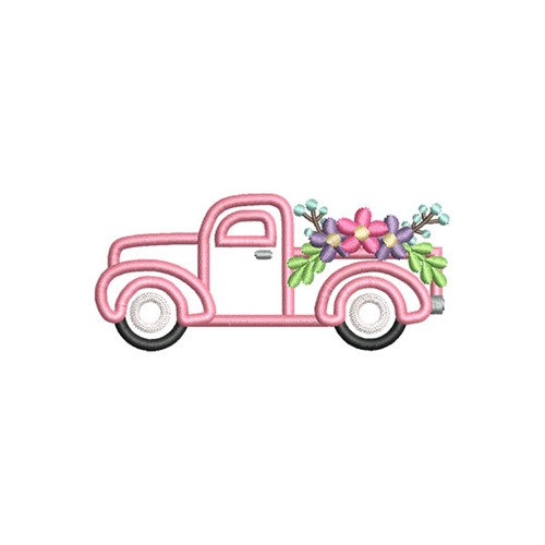 Floral Truck Machine Embroidery Design