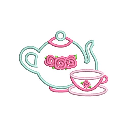 Teapot & Cup Machine Embroidery Design