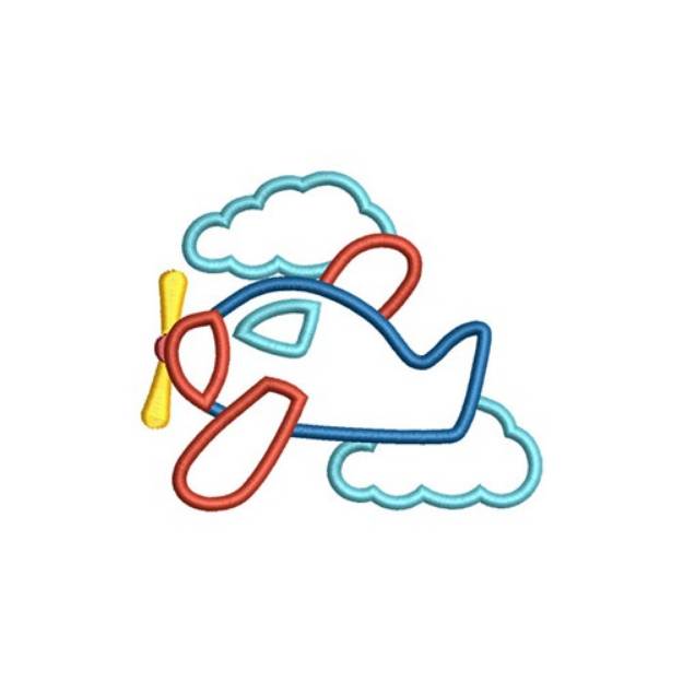 Picture of Airplane Clouds Machine Embroidery Design