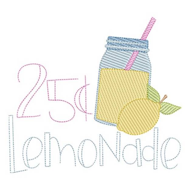 Picture of Sketch Fill Lemonade Jar Machine Embroidery Design