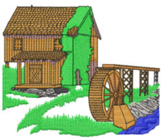 Picture of GRIST MILL WITH WATER Machine Embroidery Design