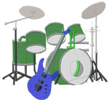 GUITAR & DRUMS Machine Embroidery Design