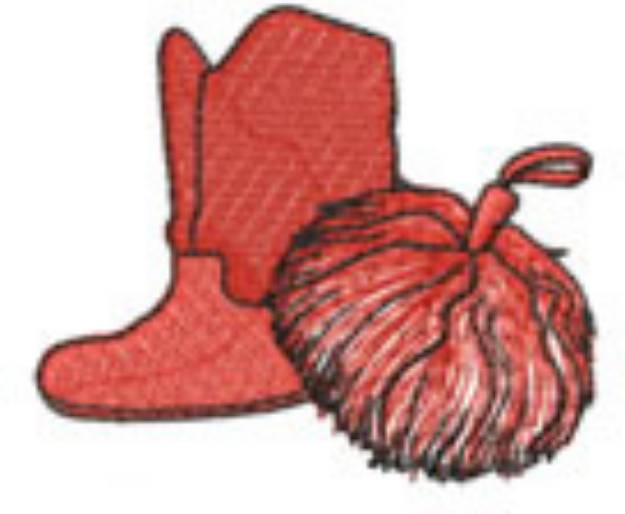 Picture of BOOT AND POM POM Machine Embroidery Design