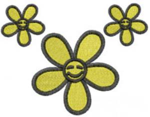 Picture of THREE SMILING FLOWERS Machine Embroidery Design
