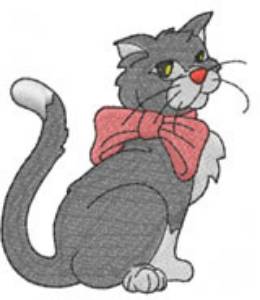 Picture of CAT IN RED BOW Machine Embroidery Design