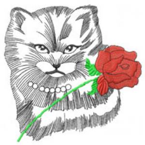 Picture of KITTEN WITH ROSE Machine Embroidery Design