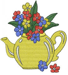Flower Teapot Machine Embroidery Design