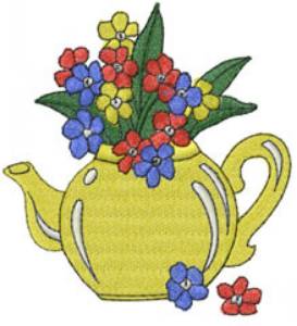 Picture of Flower Teapot Machine Embroidery Design