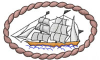 SHIP IN ROPE FRAME Machine Embroidery Design