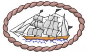 Picture of SHIP IN ROPE FRAME Machine Embroidery Design