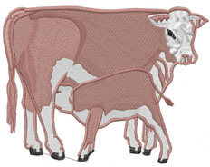 HERE COW AND CALF Machine Embroidery Design