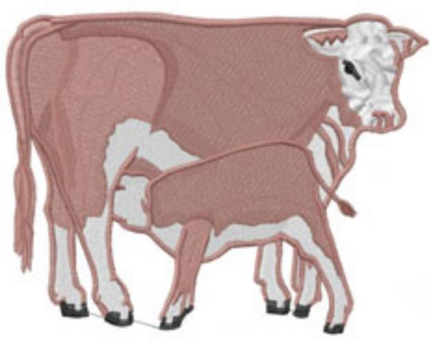 Picture of HERE COW AND CALF Machine Embroidery Design
