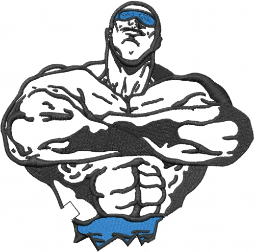 Muscle man 7 inch Machine Embroidery Design