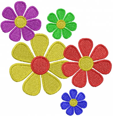 5 flowers Machine Embroidery Design