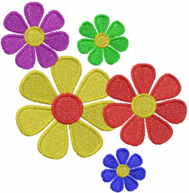 Picture of 5 flowers Machine Embroidery Design