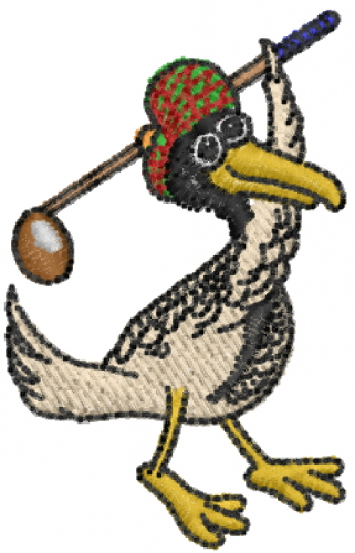 Golfing Stork 2 Machine Embroidery Design