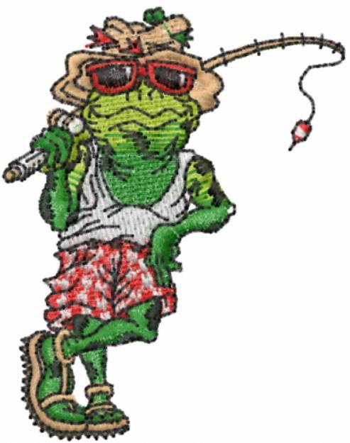 Picture of Frog Fishing 2 Machine Embroidery Design